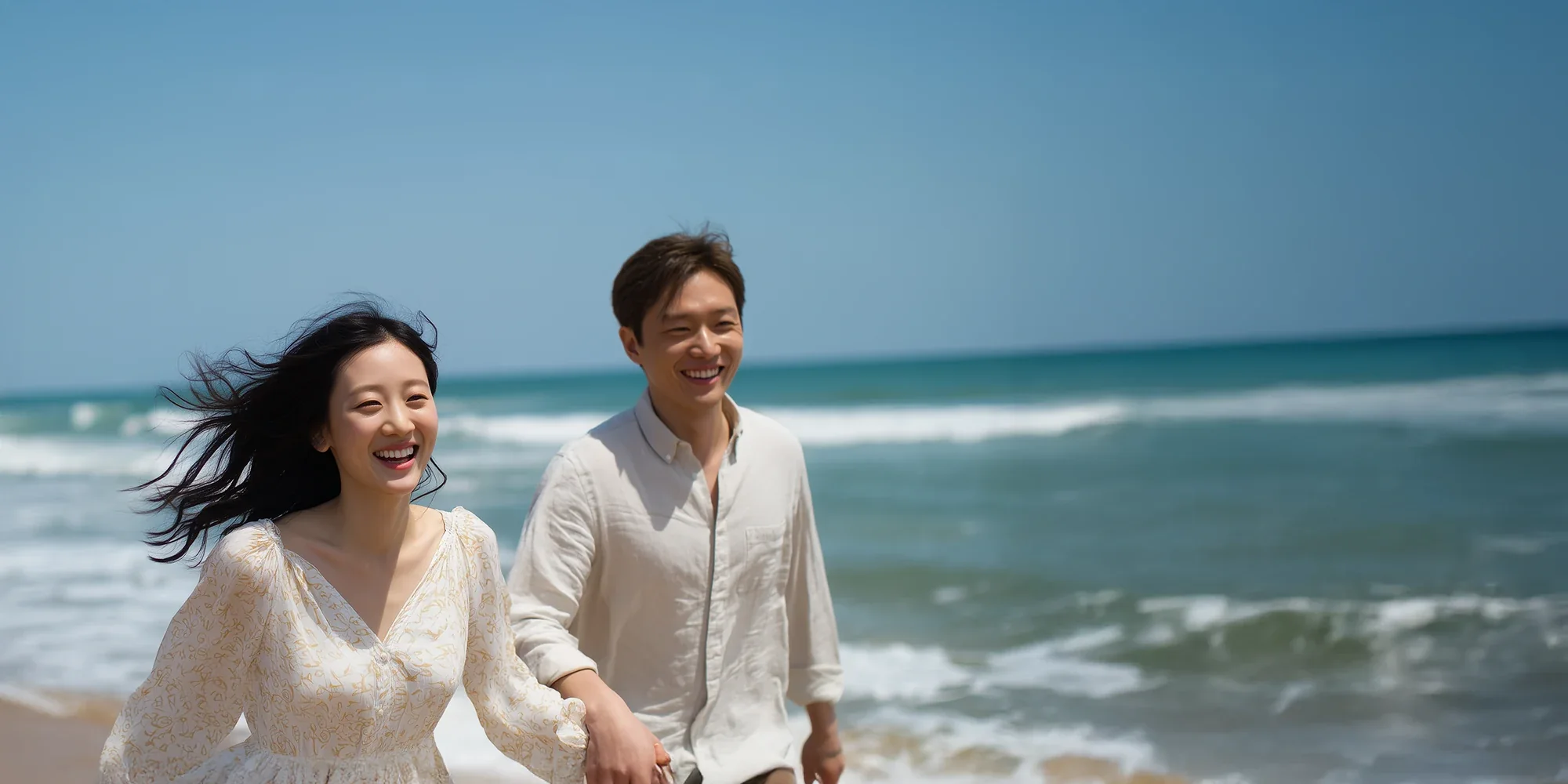 바닷가를 함께 걷는 부부 — 사랑은 서로를 이해하며 함께 살아가는 일입니다
